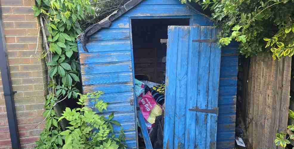 An old shed cleared and dismantled by Green Environmental Services in Preston